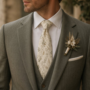 Boho Dried Fern & Wild Twig Botanical Neck Tie