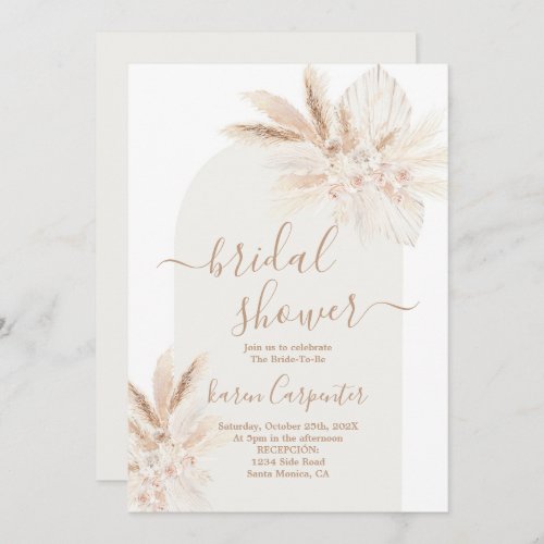 Boho dried floral Bridal Shower Invitation