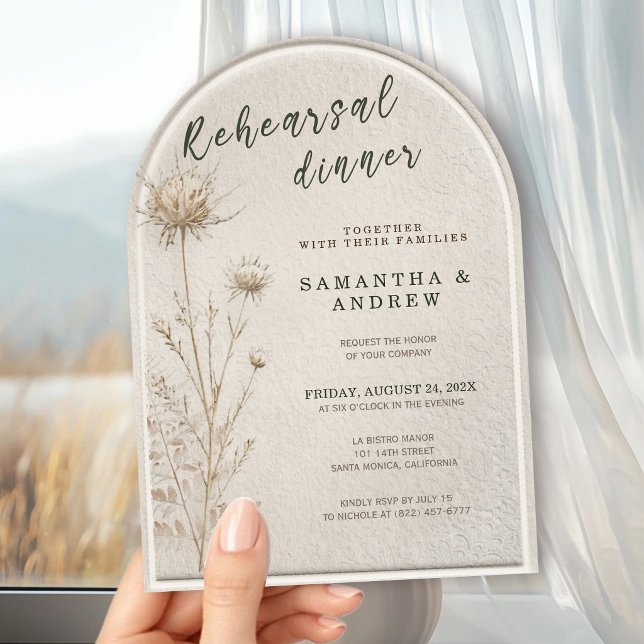 Boho Dried Floral Pampas Arch Rehearsal Dinner Invitation (Creator Uploaded)