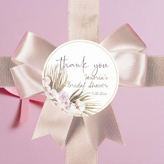 Boho Dried Floral Pink Orchid Favor  Classic Round Sticker