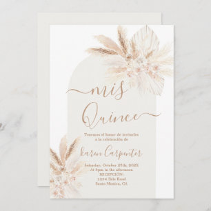 Boho dried floral Quinceanera Invitation