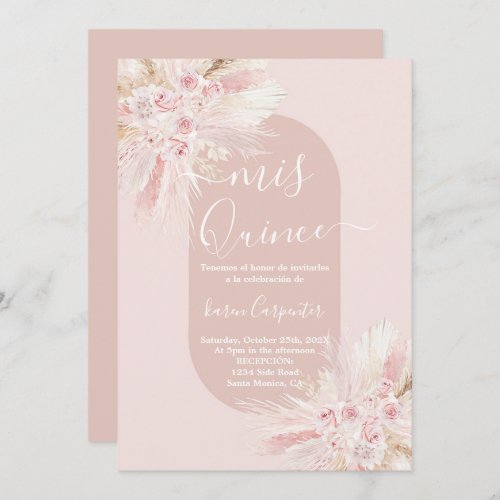 Boho Dried Floral  Quinceanera Invitation