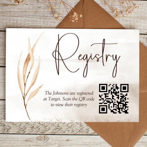 Boho Dried Florals BabyChild Shower Registry Enclosure Card