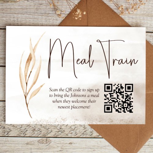 Boho Dried Florals Meal Train Sign up Enclosure Card