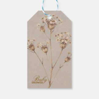 Boho Dried Flower Baby Shower Invitation Gift Tags