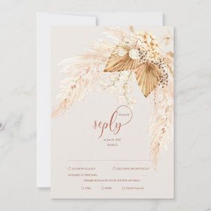 Boho Dried Flowers and Pampas Grass RSVP Invitation