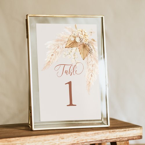 Boho Dried Flowers and Pampas Grass Table Card