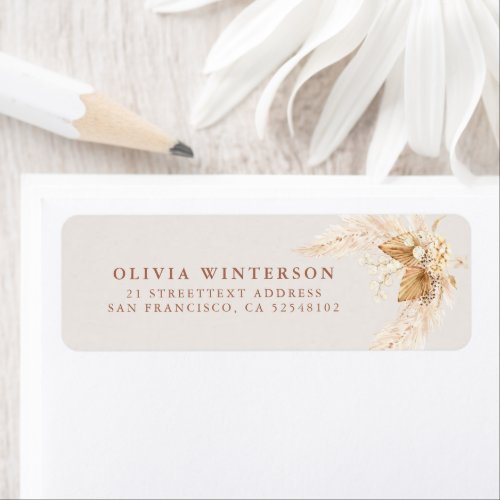  Boho Dried Flowers and Pampas Grass Wedding  Label