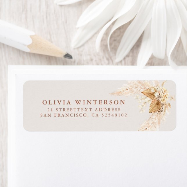  Boho Dried Flowers and Pampas Grass Wedding  Label (Insitu)