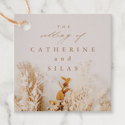 Boho dried flowers fall wedding favor tags