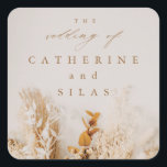 Boho dried flowers fall wedding square sticker<br><div class="desc">A romantic,  modern photo realistic fall wedding sticker featuring a neutral dried floral bouquet in wheat,  ocher and rust tones.</div>