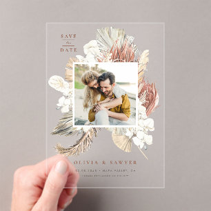 Boho Dried Palm and Orchids Photo Save the Date