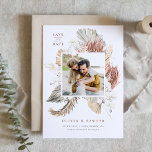 Boho Dried Palm and White Orchid QR Code Photo Save The Date