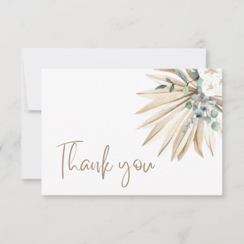 Boho Dried Palm Leaf Bouquet Thank You Card