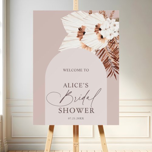 Boho Dried Palm Leaves Welcome Bridal Shower Foam  Foam Board