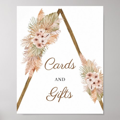 Boho Dried Palm Pampas Grass Cards and Gifts Sign