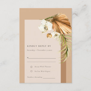 Boho Dried Palm Rust Floral Arch Wedding RSVP Enclosure Card