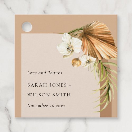 Boho Dried Palm Rust Floral Arch Wedding Thanks Favor Tags