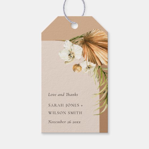 Boho Dried Palm Rust Floral Arch Wedding Thanks Gift Tags
