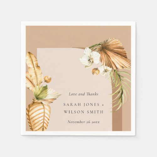 Boho Dried Palm Rust Floral Arch Wedding Thanks Napkins