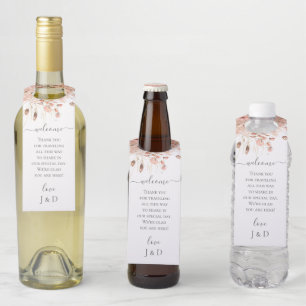 Boho Dried Watercolor Floral Wedding Bottle Hanger Tag