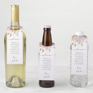 Boho Dried Watercolor Floral Wedding Bottle Hanger Tag