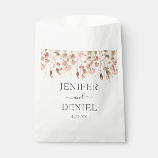 Boho Dried Watercolor Floral Wedding Favor Bag