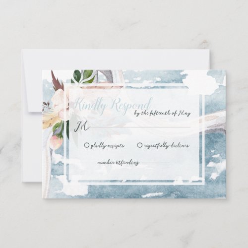 Boho Driftwood Watercolor Beach Wedding RSVP Invitation