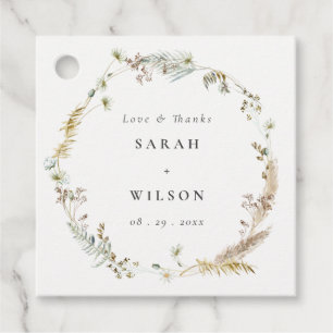 Boho Dry Palm Pampas Grass Floral Wreath Wedding Favor Tags