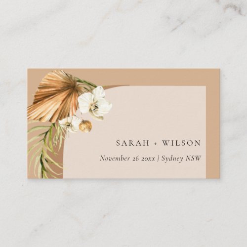 Boho Dry Palm Rust Floral Arch Wedding Website Enclosure Card