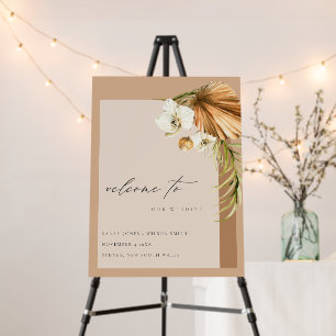 Boho Dry Palm Rust Floral Arch Wedding Welcome Foam Board