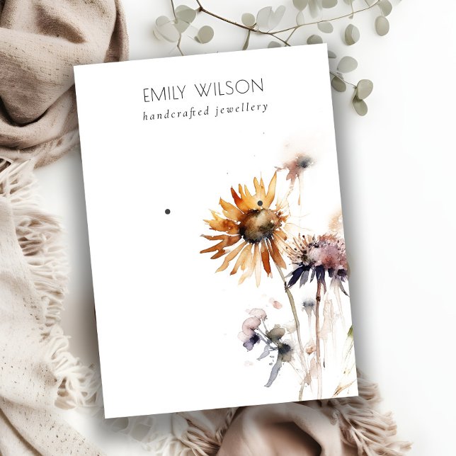 Boho Dry Wildflower Watercolor Earring Display Business Card (Creator Uploaded)
