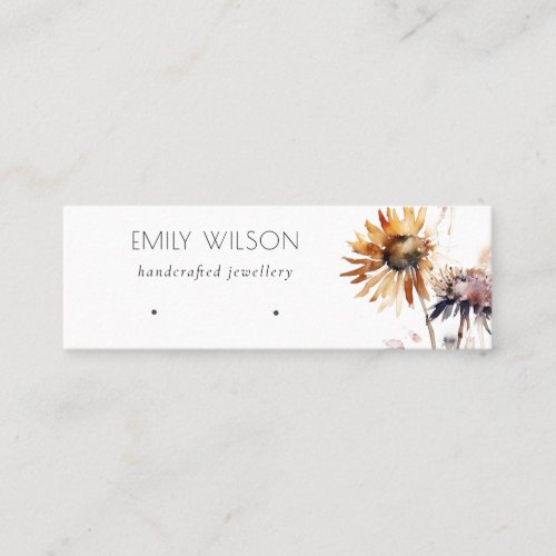 Boho Dry Wildflower Watercolor Earring Display Mini Business Card