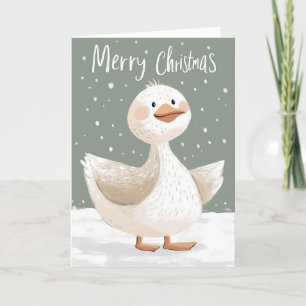 Boho Duck in Snow Christmas Card