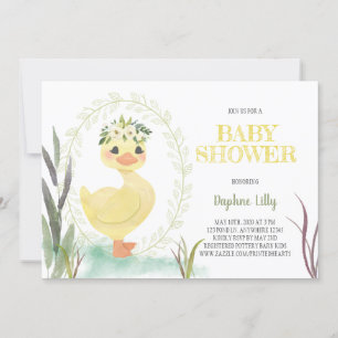 Boho Duckling Baby Shower Invitation Sage Yellow