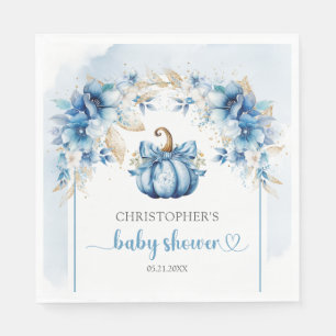 Boho dusty blue and gold pumpkin flowers arch napkins