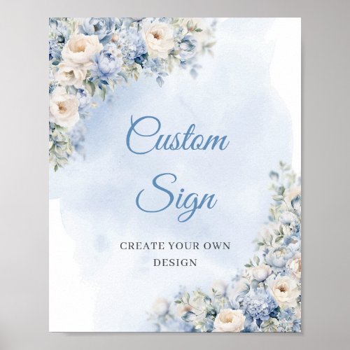 Boho Dusty Blue and Ivory floral Custom Sign