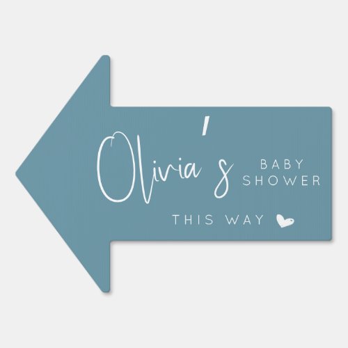 Boho dusty blue baby shower this way arrow sign