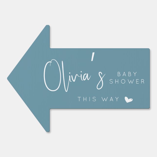 Boho dusty blue baby shower this way arrow sign (Front)