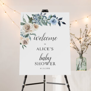 Boho Dusty Blue Beige Baby Shower Foam Board