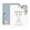 Boho Dusty Blue Beige Flowers Save The Date