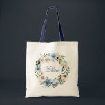 Boho Dusty Blue Beige Rose Floral Wreath Tote Bag<br><div class="desc">Boho Dusty Blue Beige Rose Floral Wreath - Wedding / Bridesmaid / Personal Tote Bag.</div>