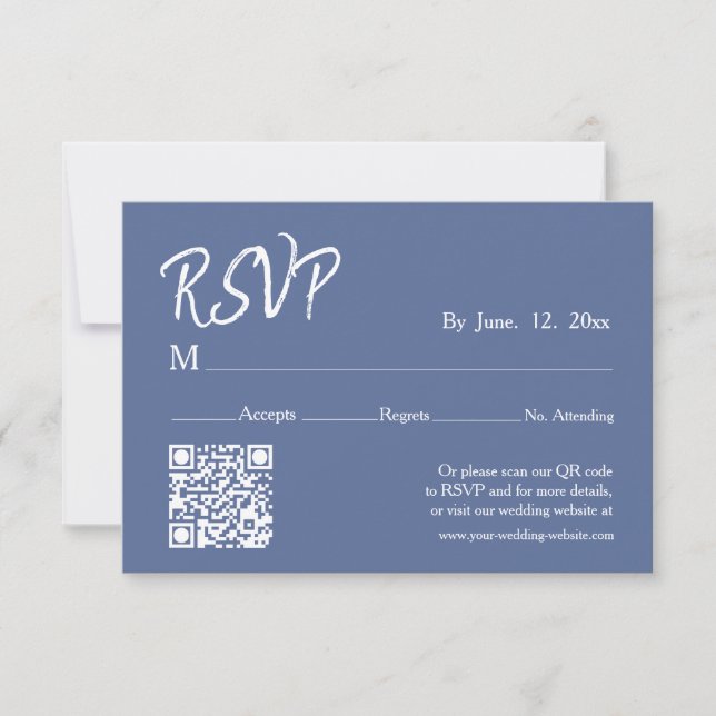 Boho Dusty Blue Botanical Wreath Wedding Details RSVP Card (Front)