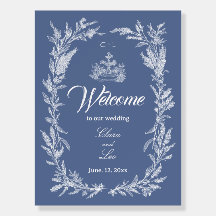 Boho Dusty Blue Botanical Wreath Wedding Welcome