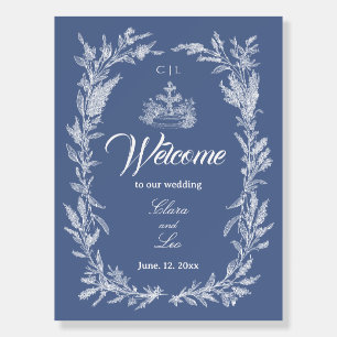 Boho Dusty Blue Botanical Wreath Wedding Welcome Foam Board