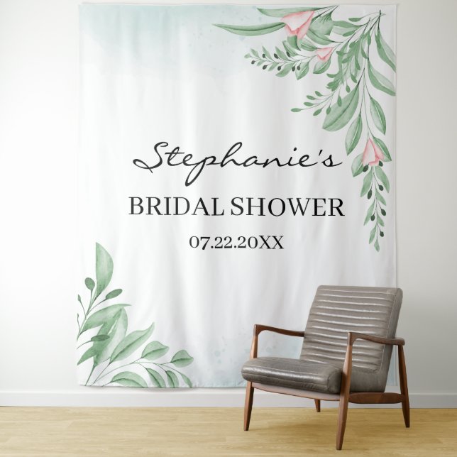 Boho Dusty Blue Bridal Shower Backdrop Photo Booth (In Situ)