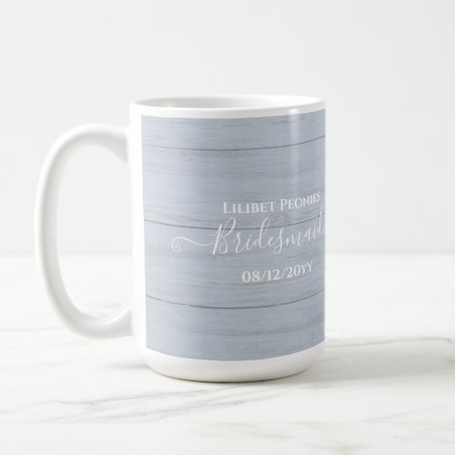 BOHO Dusty Blue Driftwood Mason Jars Wedding Coffee Mug