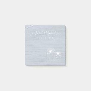 BOHO Dusty Blue Driftwood Mason Jars Wedding Post-it Notes