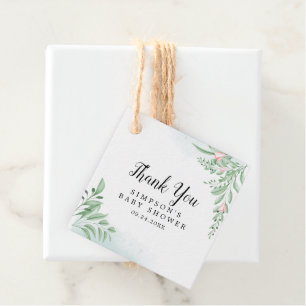 Boho Dusty Blue Eucalyptus Baby Shower Favor Tags