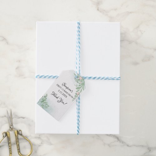 Boho Dusty Blue Eucalyptus ConfirmationFavor Gift Tags